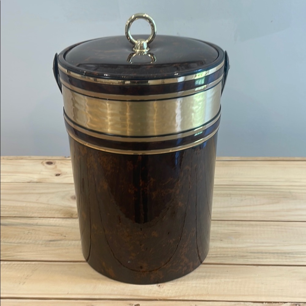 Vintage Brown and Gold Ice Bucket